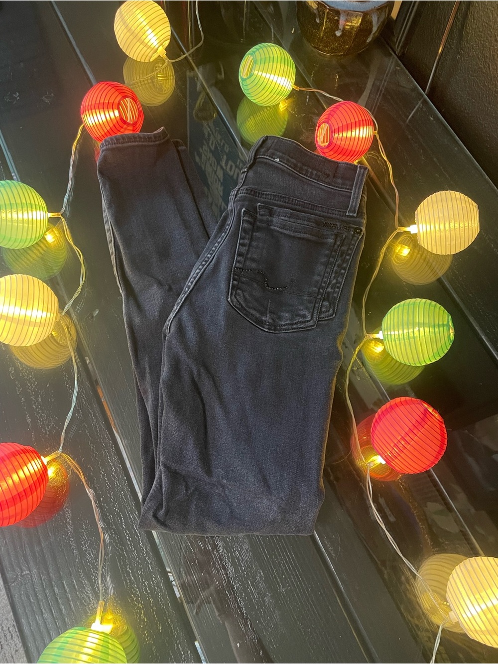 7 For All Mankind Charcoal Black Skinny Jeans